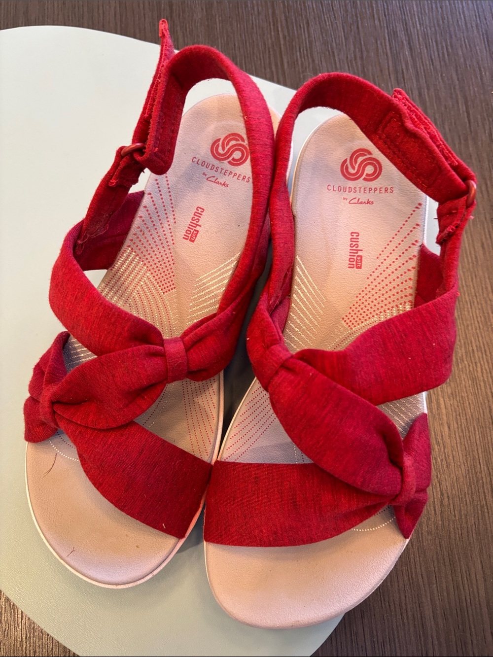 Clarks Cloudsteppers Red Knotted Slingback Sandals